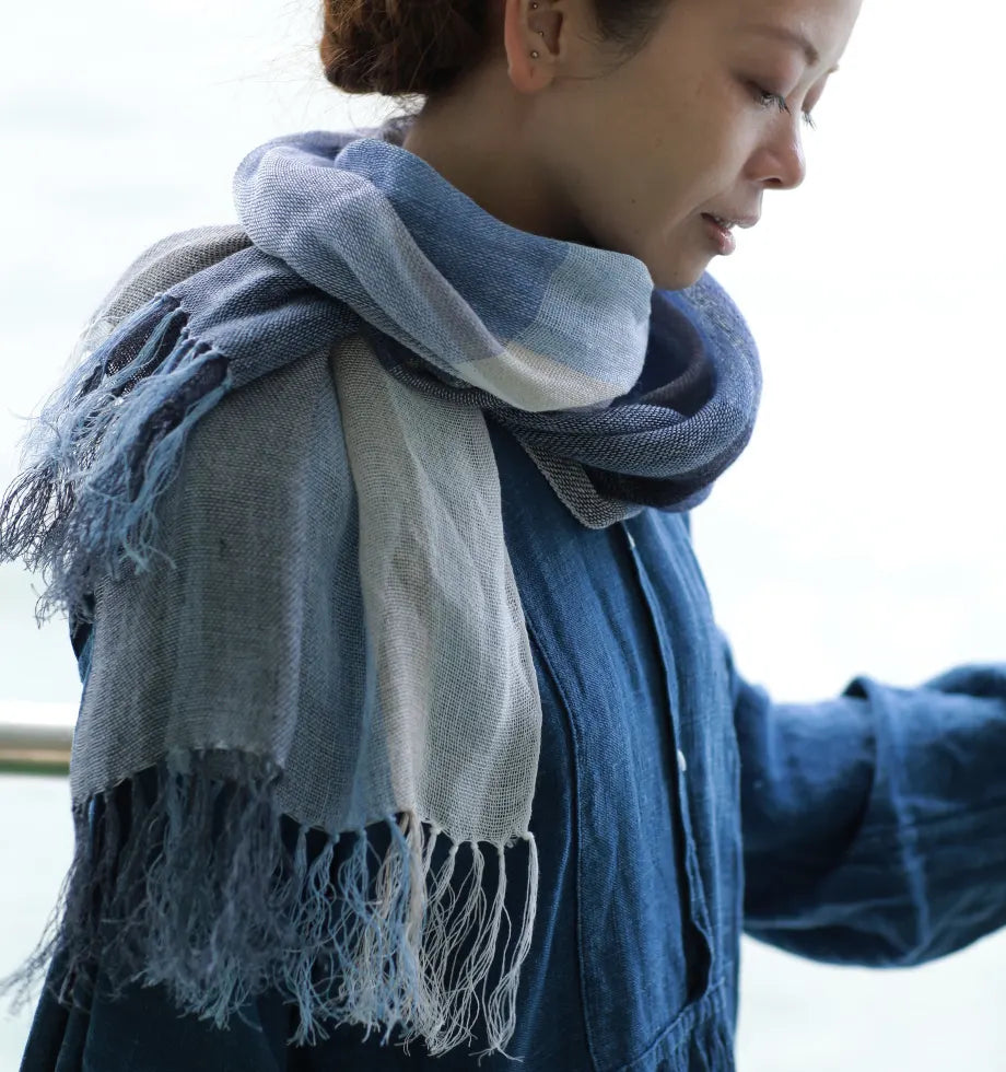 Linen＆Ramie Stole Colors-Blue