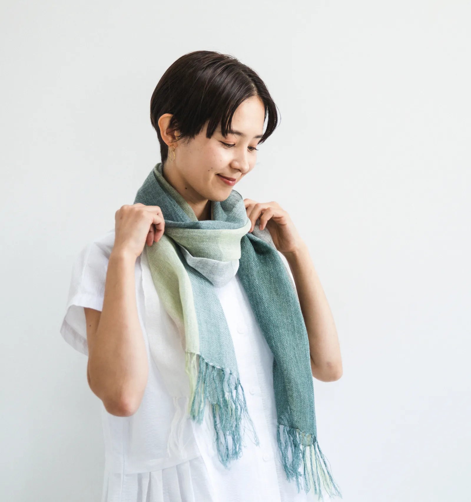 Linen＆Ramie Stole Colors-Green