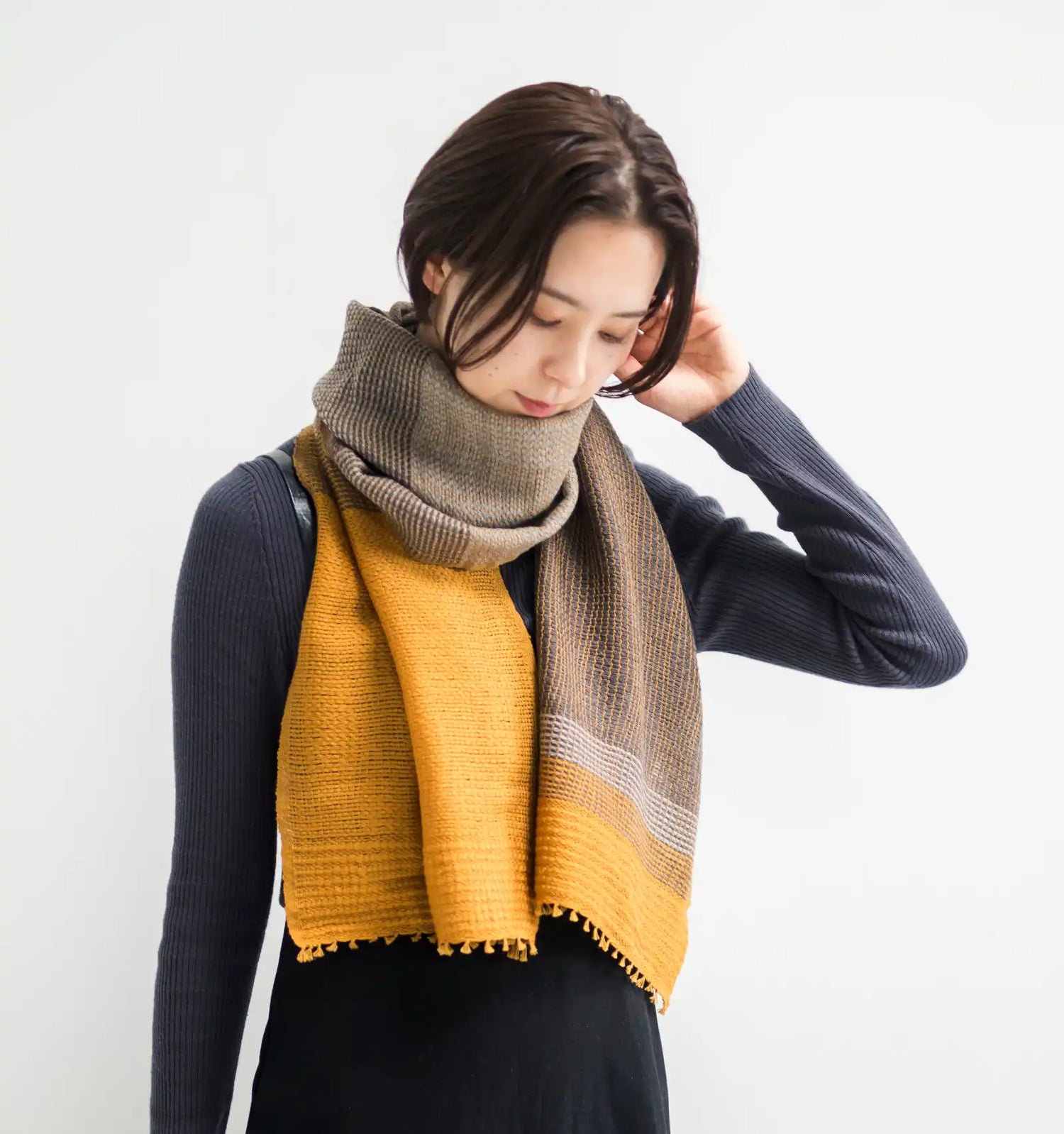 YURAGI Wool Muffler - Mustard