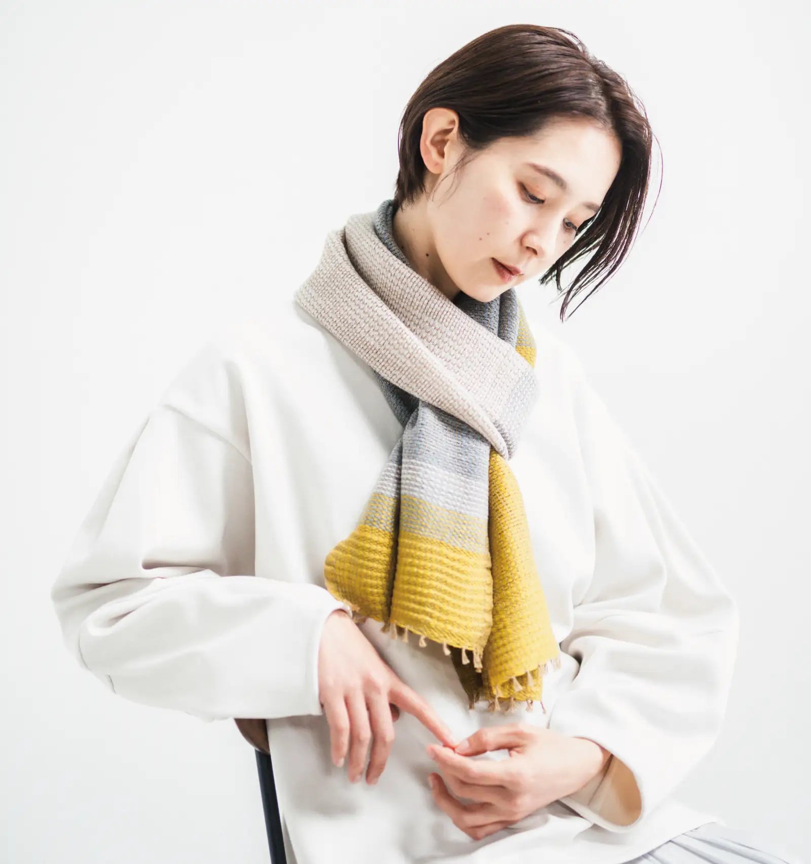 YURAGI Wool Muffler - Canary Yellow