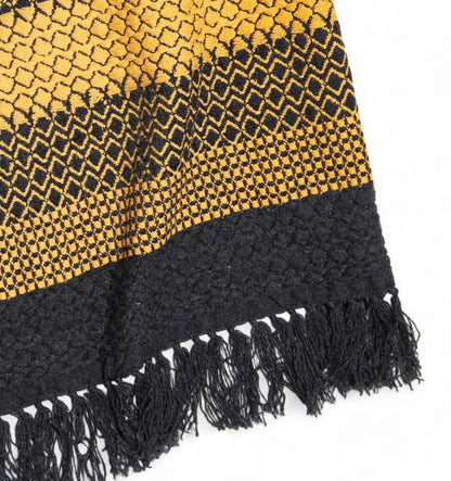 KAWARI Wool Muffler Rhombus - Charcoal Mustard