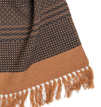 KAWARI Wool Muffler Weave Border - Camel