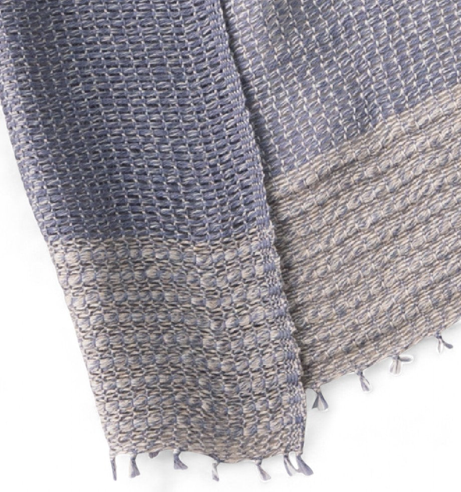 MOJIRI Two-Tone Organic Cotton Muffler - Blue