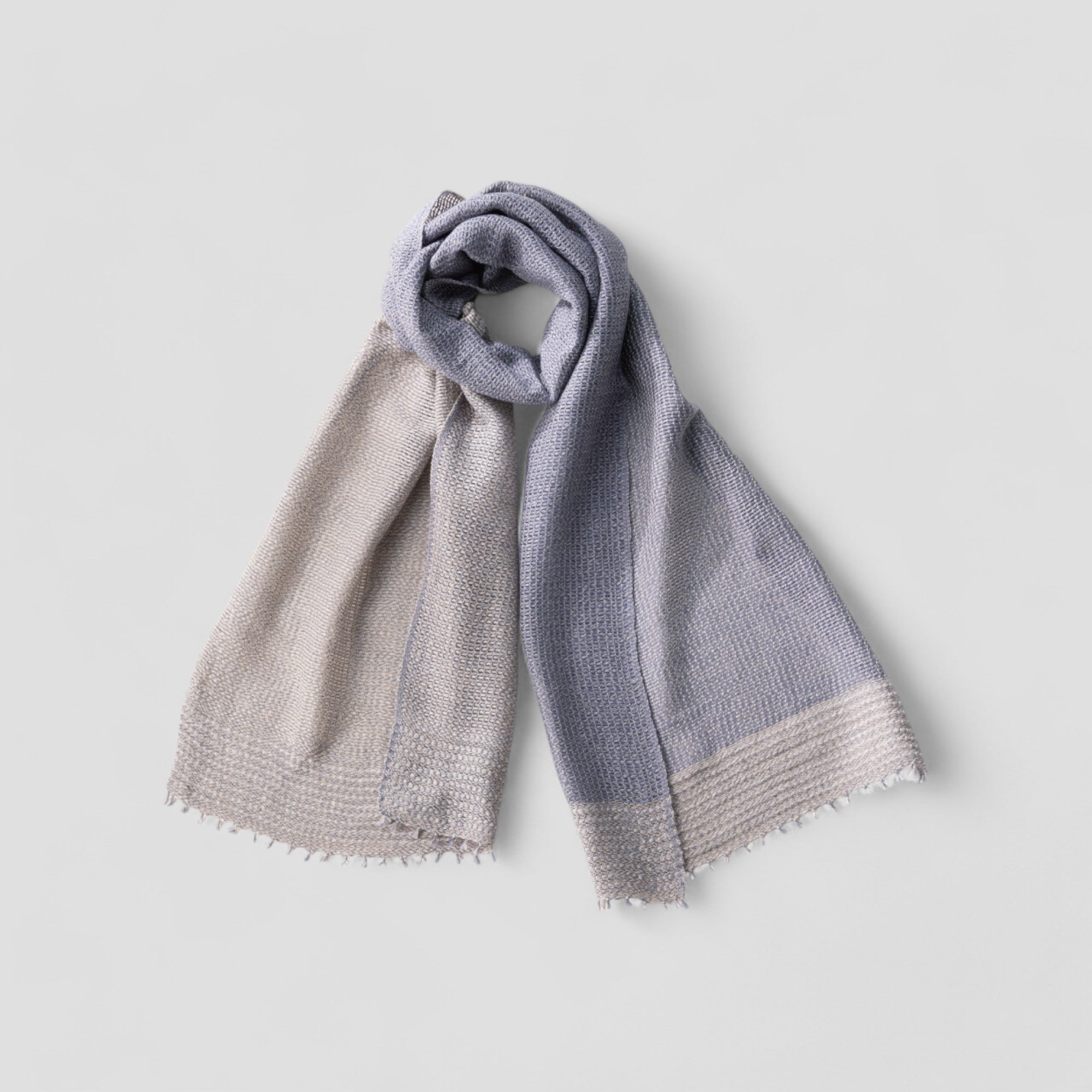 MOJIRI Two-Tone Organic Cotton Muffler - Blue