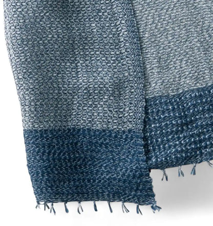 MOJIRI Two-Tone Organic Cotton Muffler - Navy